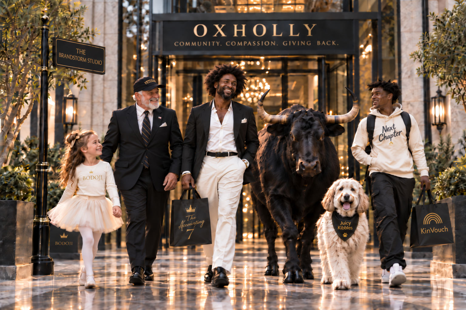 OXHOLLY storefront — a creative house where people, pets, stories, and brands walk together